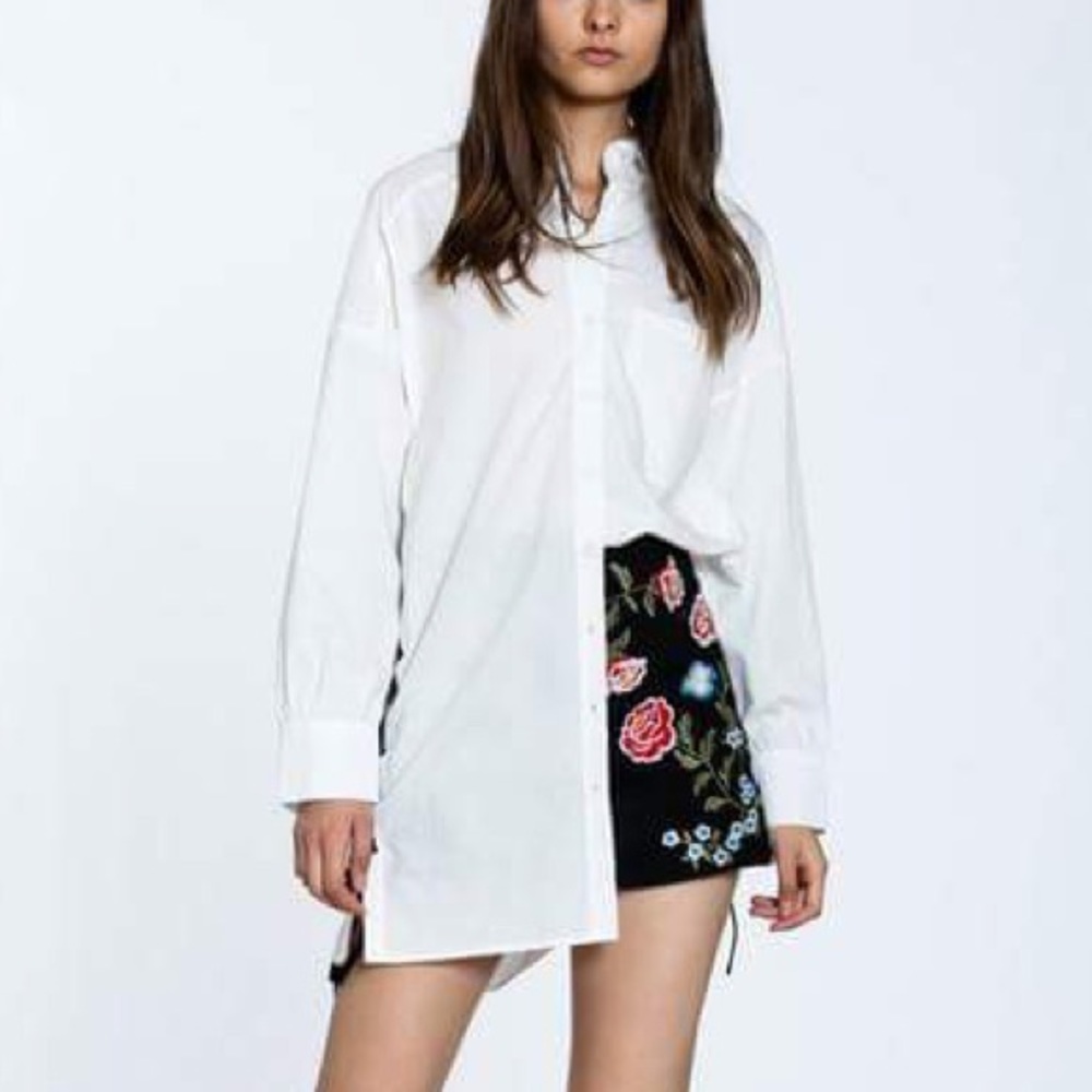 White Dress Shirt with side Lace and front button
